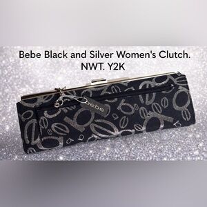 Bebe Black and Silver Women's Clutch. NWT. Y2K.